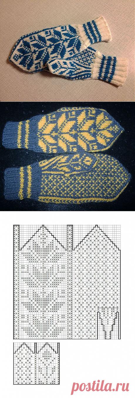 Норвежские жаккардовые варежки от Anna Mazzarella (Норвегия).