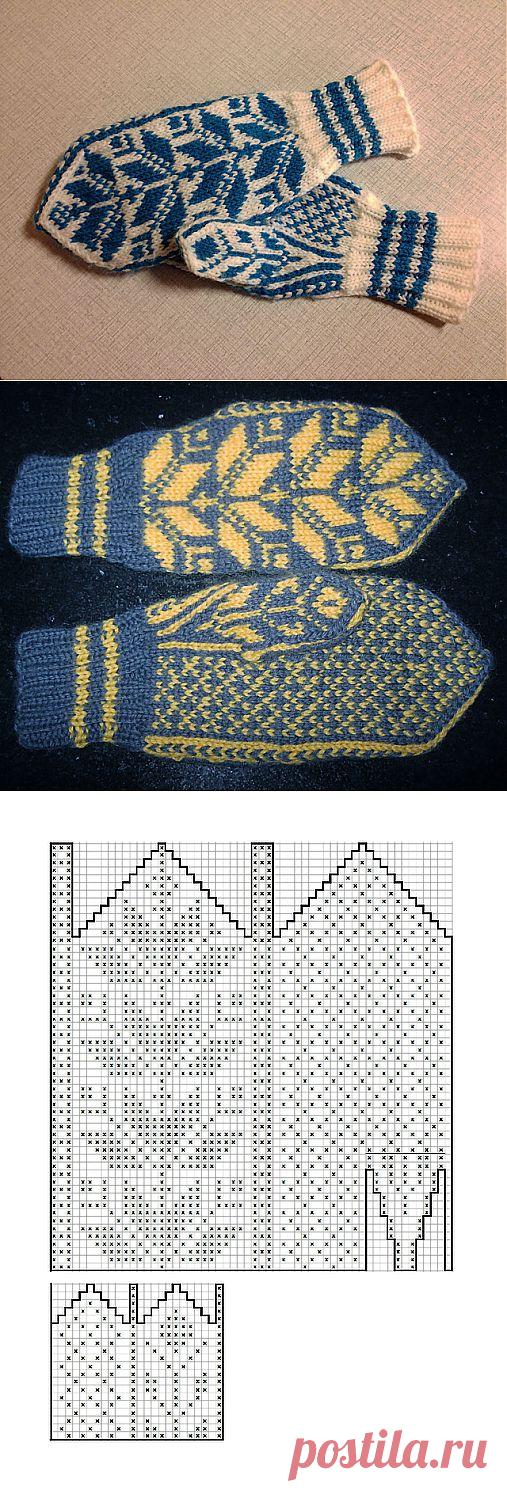 Норвежские жаккардовые варежки от Anna Mazzarella (Норвегия).