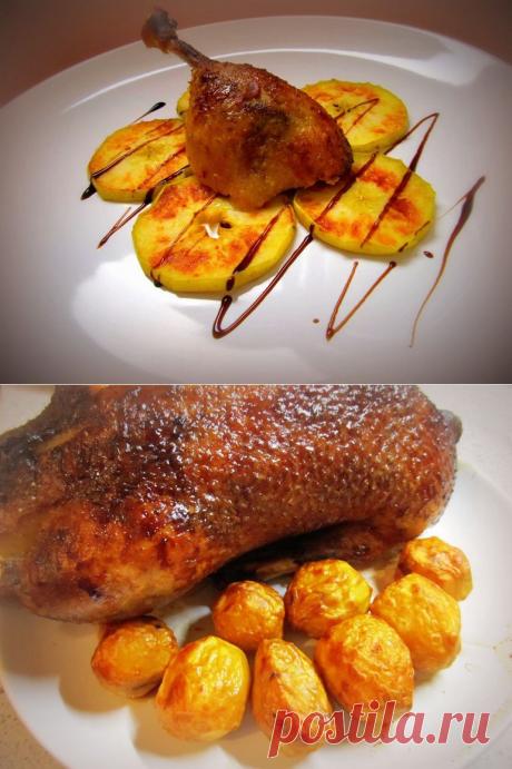 Запеченная утка с яблоками.