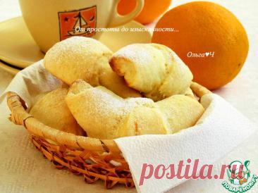 Творожно-апельсиновые рогалики. Пышные бездрожжевые рогалики на творожном тесте с добавлением цедры апельсина. Булочки получаются нежными, мягкими и ароматными. Попробуйте!