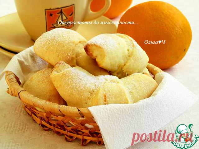 Творожно-апельсиновые рогалики. Пышные бездрожжевые рогалики на творожном тесте с добавлением цедры апельсина. Булочки получаются нежными, мягкими и ароматными. Попробуйте!