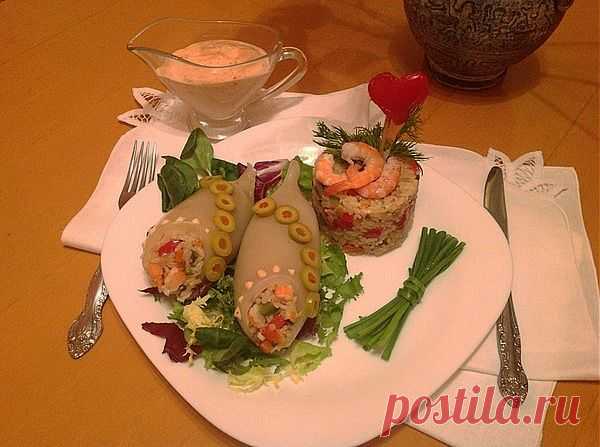 Кальмары, фаршированные рисом, овощами и креветками - рецепт с фото - кальмары, фаршированные рисом, овощами и креветками - как готовить: ингредиенты, состав, время приготовления - Леди@Mail.Ru