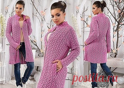 ВЯЗАННЫЙ КАРДИГАН УЗОРОМ ИЗ КОС