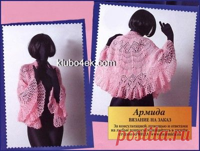 Тонкая ажурная шаль связанная спицами