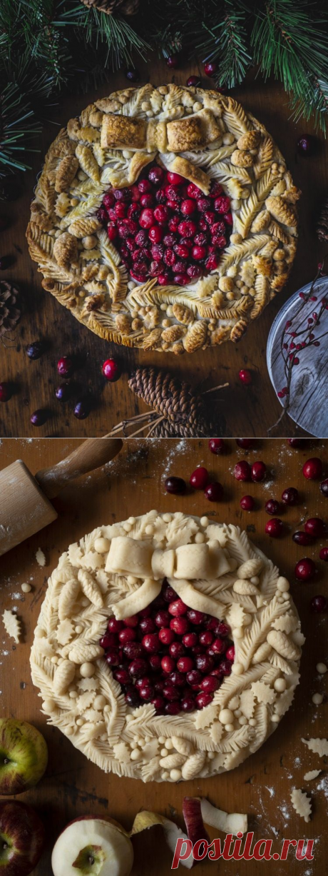Holiday Wreath Spiced Cranberry and Apple Pie – Pie-Eyed Girl