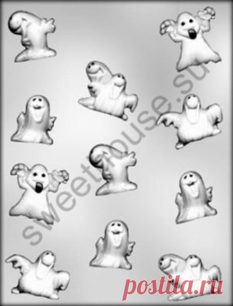 Пластиковый молд "Веселые привидения" для мастики и шоколада. - купить в Москве- Все для кондитеров sweethouse.su