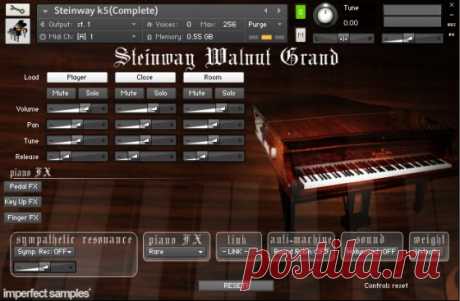 Imperfect Samples Steinway Walnut Concert Grand Pro KONTAKT  | 7.25 GB
The Steinway Walnut Grand Piano (pro) contains two mic perspectives. With 15 velocity layers of mic perspective 1, and 12 velocity layers of perspective 2, along with piano FX, sympathetic resonance, and true staccato articulations in both perspectives, the Steinway Walnut Concert Grand (pro) has more versatility than the (basic) package.