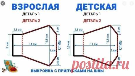Шьём маску - выкройка.