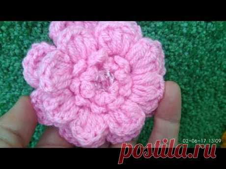 Вязаные цветы крючком - объемный цветок/Knit Crochet - surround flower