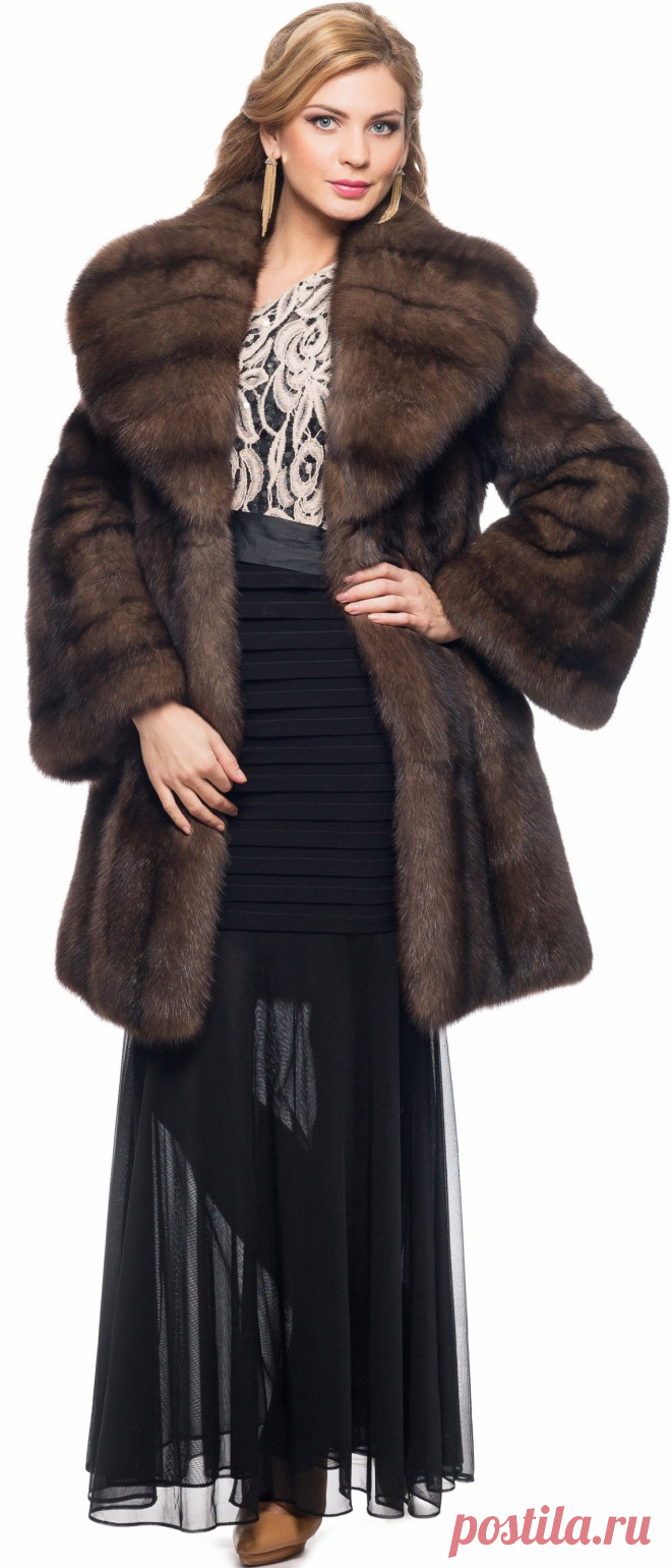 Купить Полупальто из меха соболя, модель 106100 - Цена 2062500