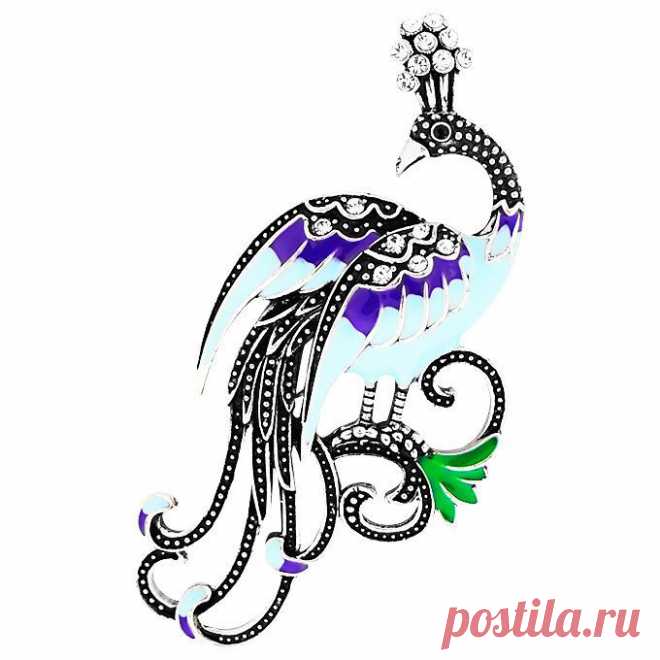 Брошь "Павлин" Tutti Frutti
Бренды Бижутерия 	Tutti Frutti
Материал 	кристаллы Swarovski, Под серебро, Эмаль 
Размер броши: 7,2 x 3,5 см. Изделие гипоаллергенно.