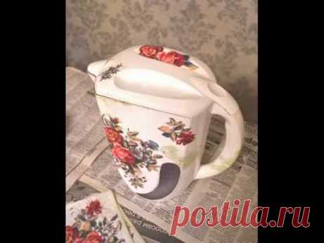 Поделки для дома: превращаем старый фильтр в шедевр (техника декупаж)