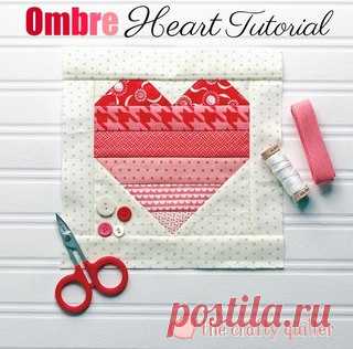 Сердце из полос. 

Источник: http://thecraftyquilter.com/2018/01/ombre-heart-quilt..