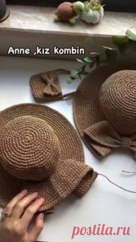 Шляпа крючком ☀️Очень элегантно, захотелось вязать и на набережную гулять. Спасибо автору.#вязание  • #шляпа  цветы крючком