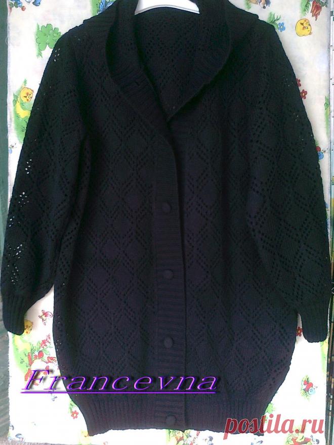 ажурный кардиган с капюшоном