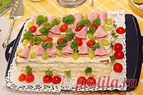 Слоеные салаты с мясными продуктами - салаты, слоеные салаты, мясо, майонез