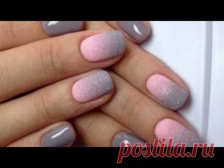 Маникюр в домашних условиях//серо-розовое омбре