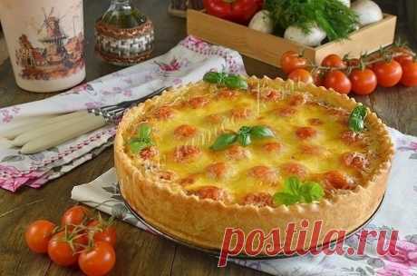 Открытый пирог «Киш лорен» с курицей и грибами. | Colors.life