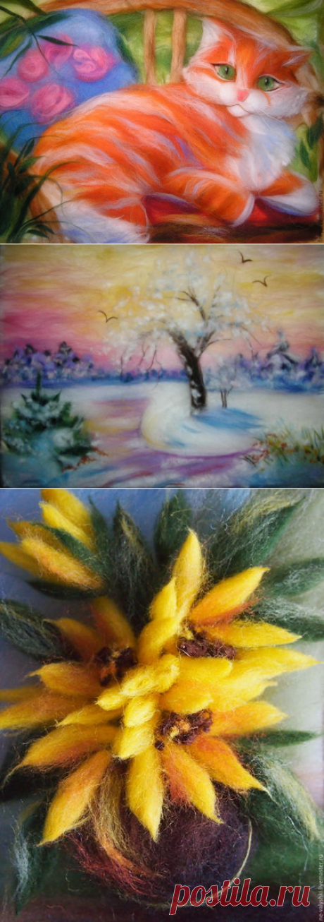 Картины, написанные шерстью, МК — Рукоделие
