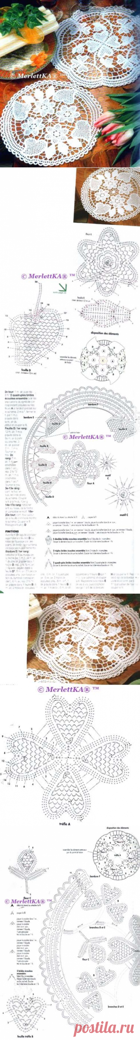 Две круглые салфетки в технике ирландского кружева ☆ вязание крючком