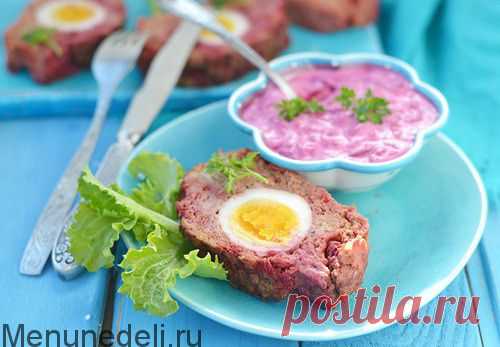 Мясной хлеб с яйцом и свеклой / Меню недели