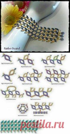 Плетение браслета из бисера  схема