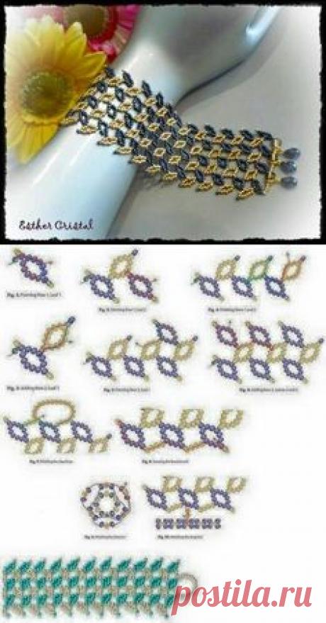 Плетение браслета из бисера  схема