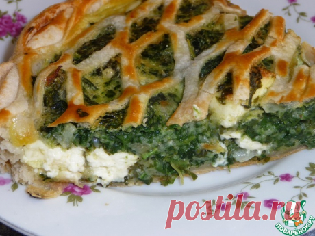 Пирог из слоеного теста со шпинатом и мягким сыром Кулинарный рецепт