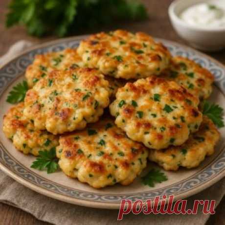 Куриные оладьи с грибами и сыром