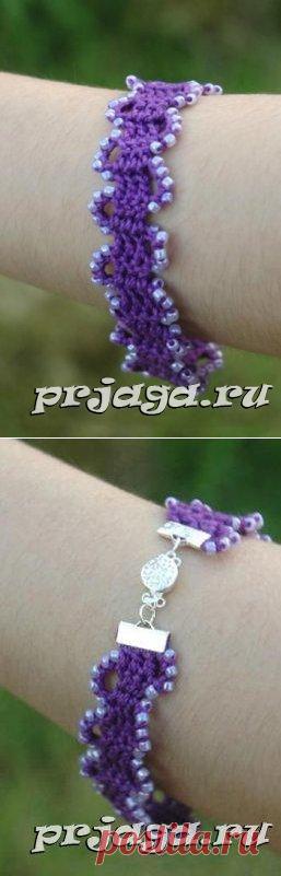 Вязаные браслеты крючком с бусинками