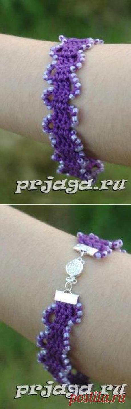 Вязаные браслеты крючком с бусинками