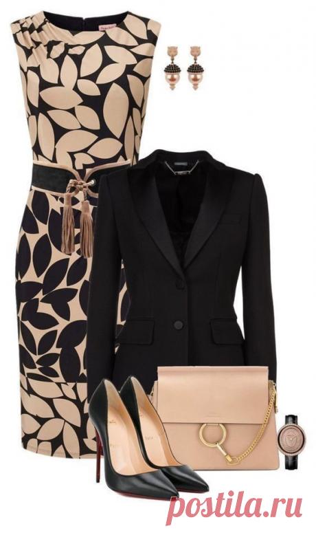 Сочетание бежевого с черным и белым придает образу строгость, элегантность и неизменную актуальность.