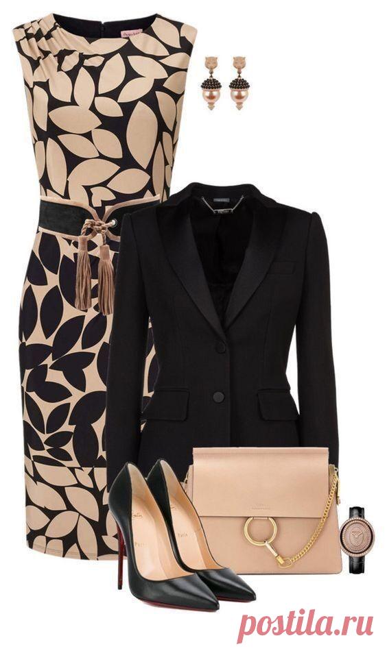 Сочетание бежевого с черным и белым придает образу строгость, элегантность и неизменную актуальность.