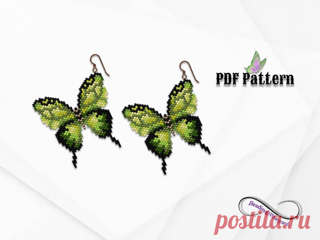 Butterfly Beading Pattern Swallowtail Butterfly Earrings - Etsy Украина