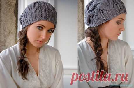 Вязаная спицами шапочка   Вам потребуется: 3 мотка пряжи Rowan Handknit Cotton(100% хлопок, 85м/50г),спицы № 3 и 4, дополнительная спица для кос. Плотность вязания: 28п.х30р.=10х10см спицами №4. Описание работы. Шапк…