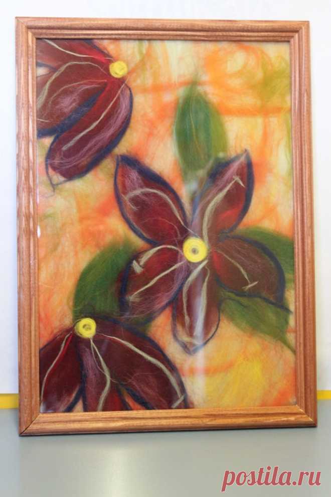 Продается картина «Фантазийные цветы» из шерсти. Ручная работа — Партнерки, обзоры