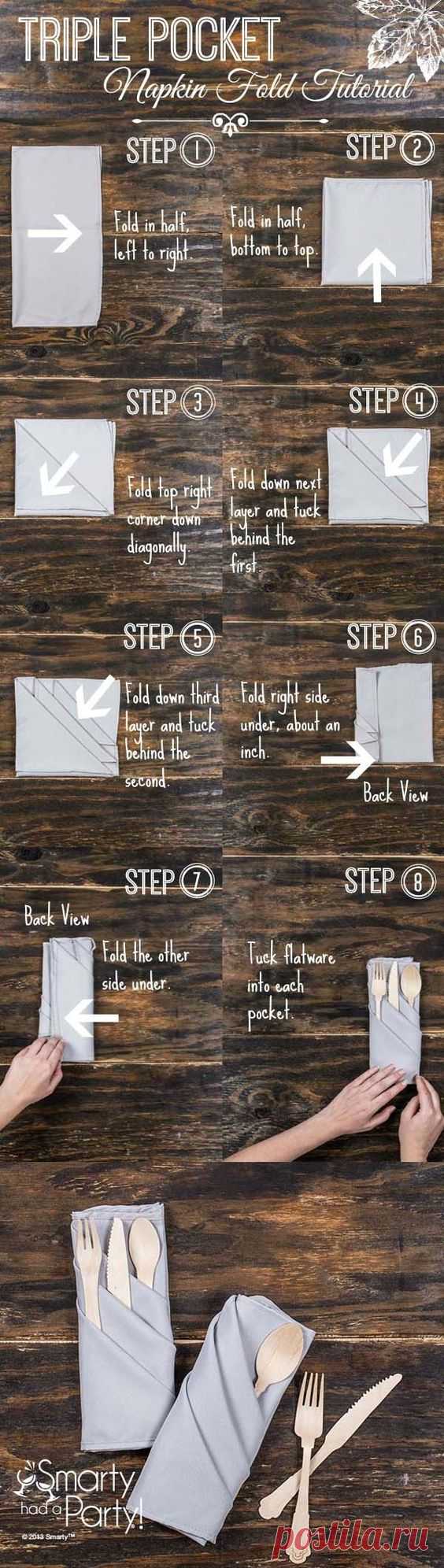 Triple Pocket Napkin Fold Tutorial