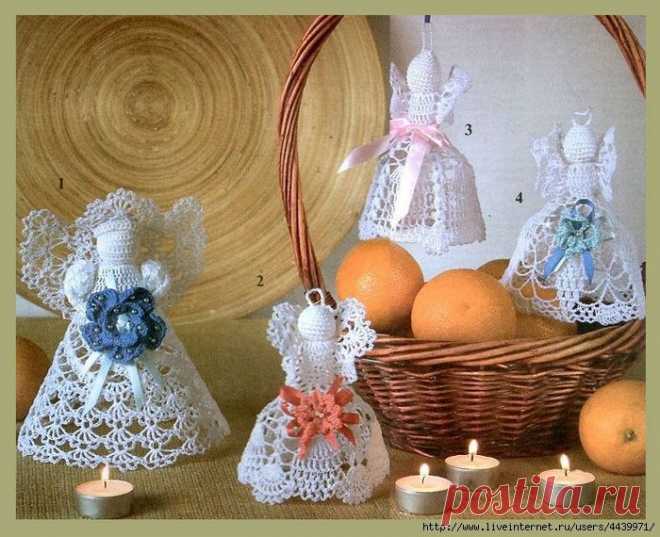 Ангелы с цветами (крючок)