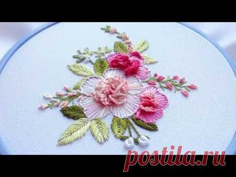 Flower embroidery: flower stitch | Цветочная вышивка|Bordado de flores