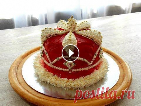 ТОРТ ДЛЯ МУЖЧИНЫ &quot;КОРОНА ДЛЯ КОРОЛЯ&quot; от SWEET BEAUTY СЛАДКАЯ КРАСОТА ,  KROWN FOR KING CAKE БЕЛКОВЫЙ ЗАВАРНОЙ КРЕМ: РАЗМЕРЫ ТОРТА: 18СМ Х 13,5СМ НАСАДКИ: Закрытая (вогнутая) звездочка 12мм №504, круг 5мм №8, большая травка , каждое отверстие ...