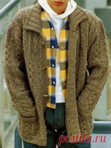 Men's hand knit buttoned cardigan 1A