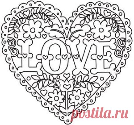 Love and Flowers Heart design (UTH5707) from UrbanThreads.com | COLOURING