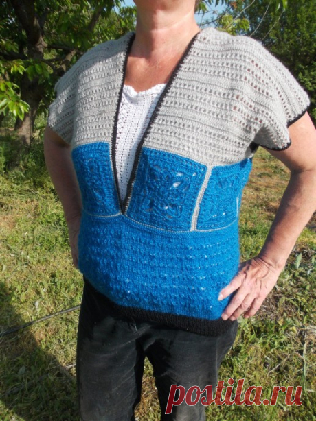 серо-синий жилет