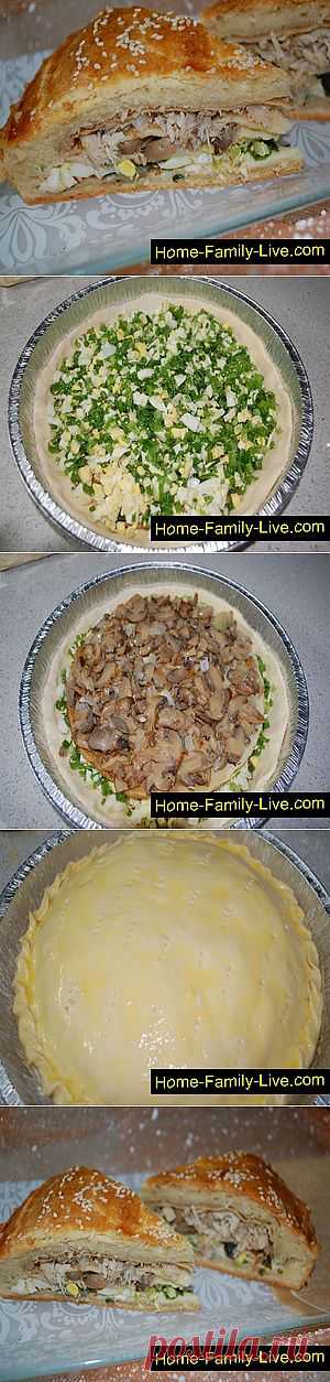 Кулинарные рецепты Курник с курицей и грибами &raquo; Кулинарные рецепты