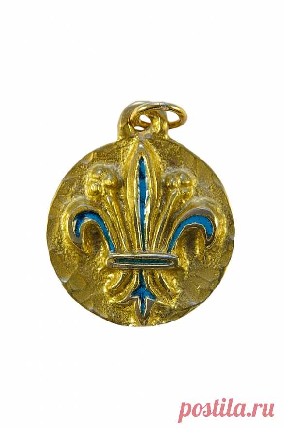 Подвеска Fleur-de-lis из эмалированной бронзы - Limousin grand feu enamels