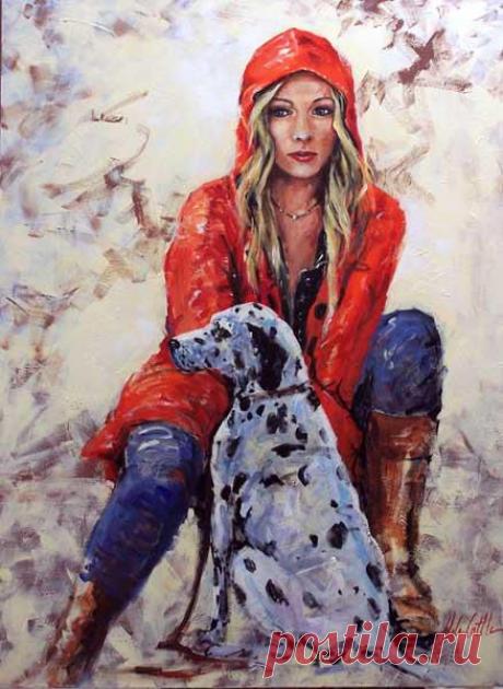 Helen Cottle, 1962 ~ Red umbrella | Tutt'Art@ | Pittura * Scultura * Poesia * Musica |