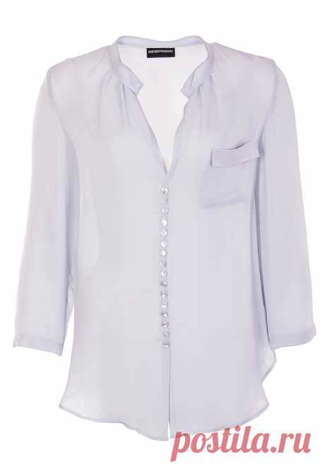Голубая блуза EMPORIO ARMANI - купить по цене 12530 рублей, арт. L2C02T L2306 - Elyts.ru