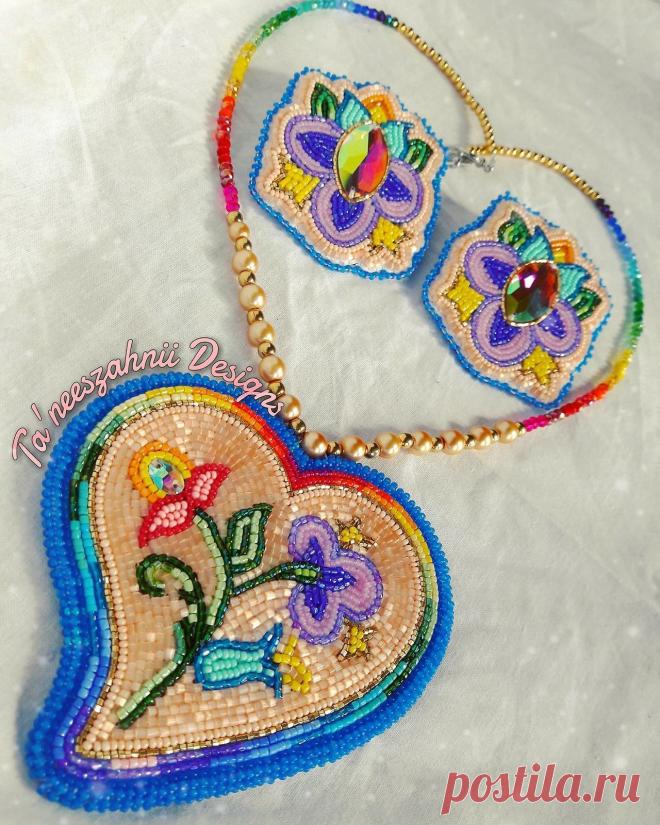 eff yeah indigenous fashion! earrings & necklace, Ta’neeszahnii Designs (Navajo)