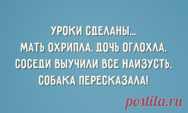 Уроки сделаны... Мать охрила. Дочь оглохла. Соседи выучили все наизусть. Собака пересказала!