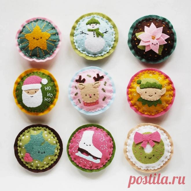 Идея: очаровательные ёлочные игрушки из фетра с аппликацией — Мастер-классы на BurdaStyle.ru